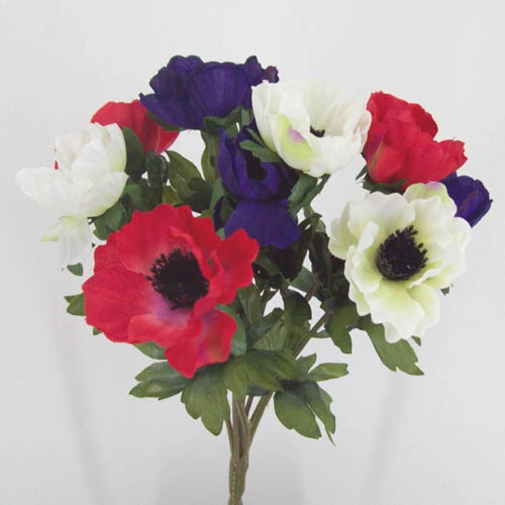 Silk Anemone Posy Red White Purple 25cm Artificial Flowers